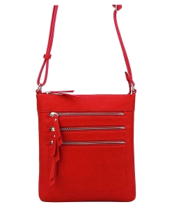 Crossbody Purse Bag Triple Zipper WU093 RED